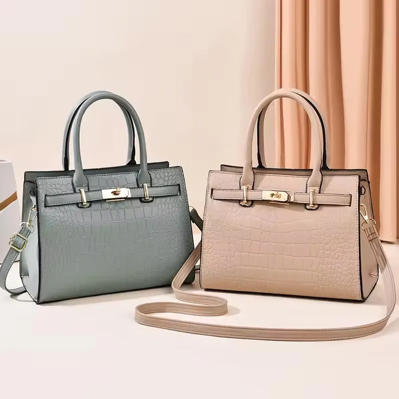 Sacs à main en cuir style crocodile pour femmes