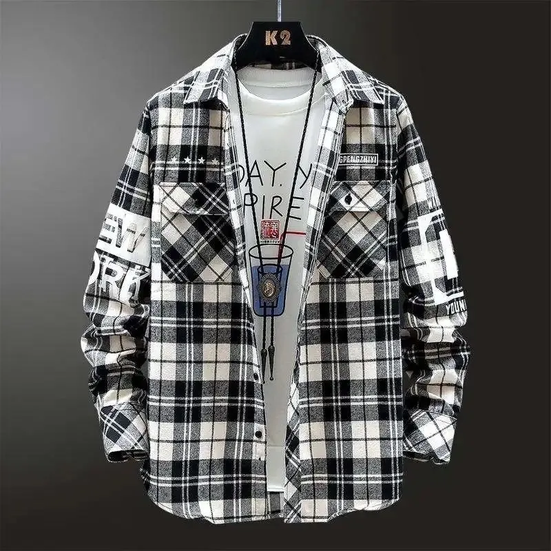 Chemise en flanelle à manches longues en coton pour hommes