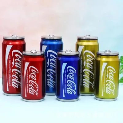300ML Thermos Bouteille d'eau en forme de Coca Cola rouge,bleu et or