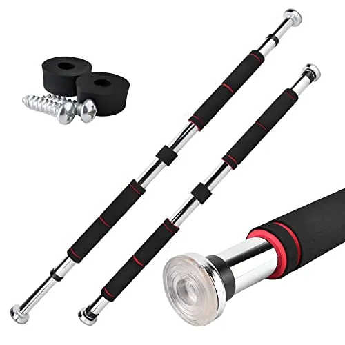 Barre de traction de porte réglable de 83 à 120 cm avec poignée en néoprène et fixation de sécurité à vis 100 kg