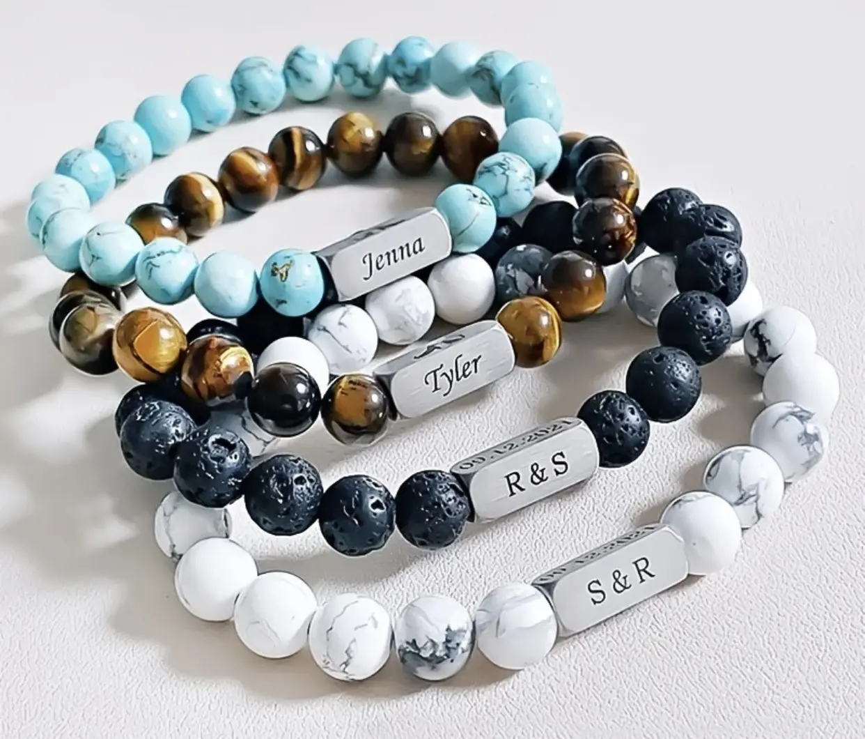 Bracelet en perles rares pour homme et femme personnalisé 