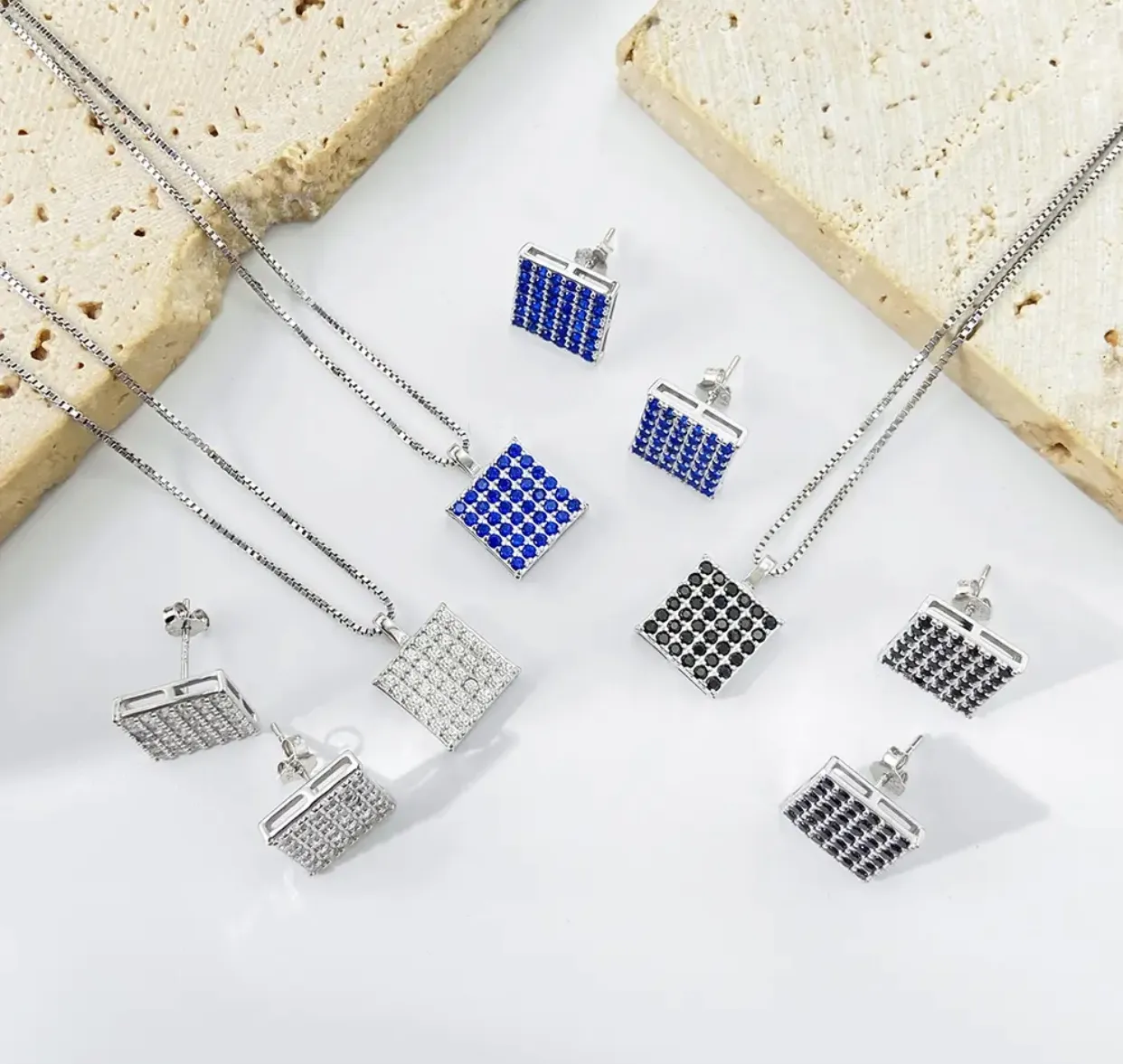 Ensemble collier en argent pour femme 