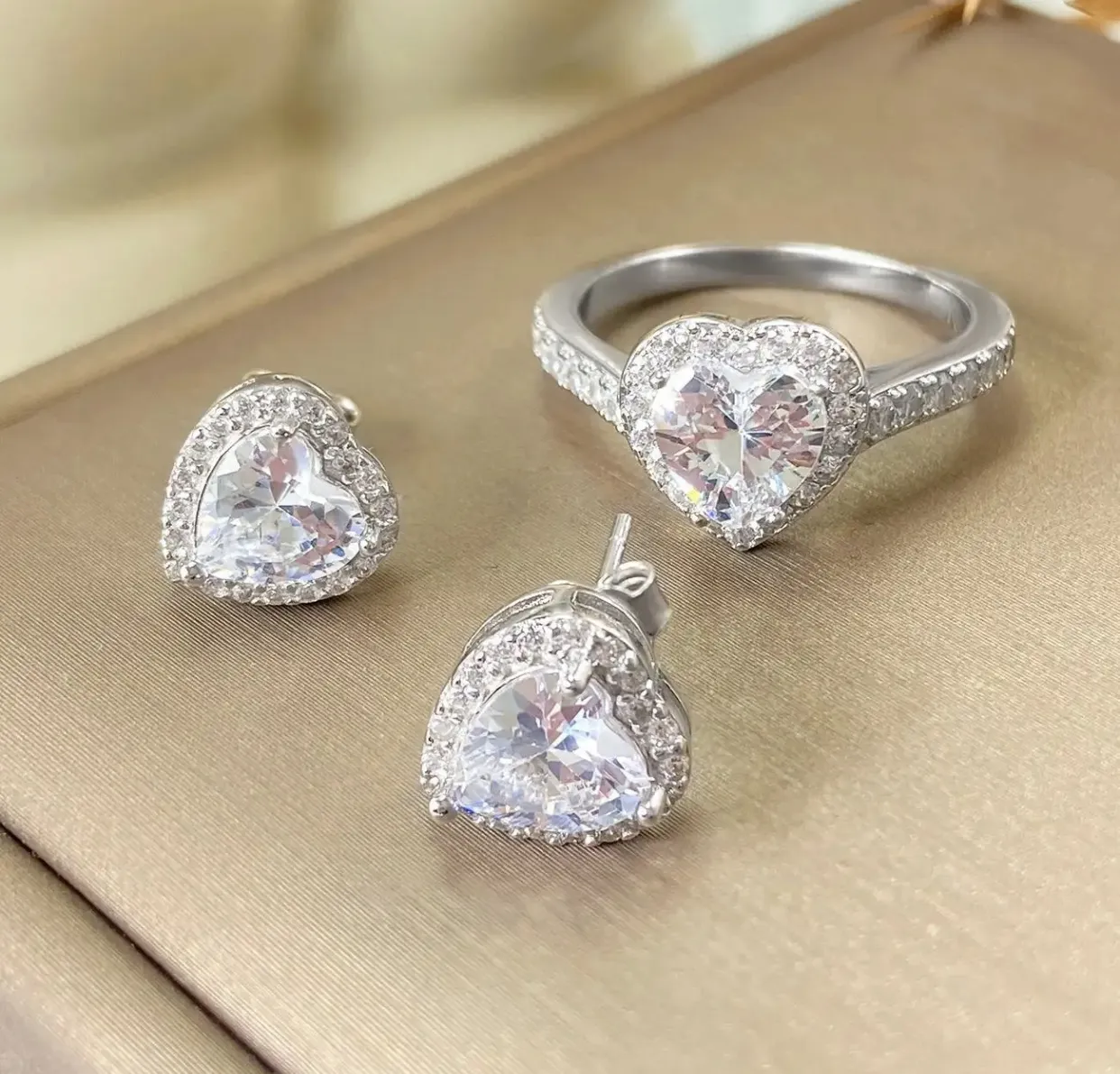 Ensemble boucles bague en argent 