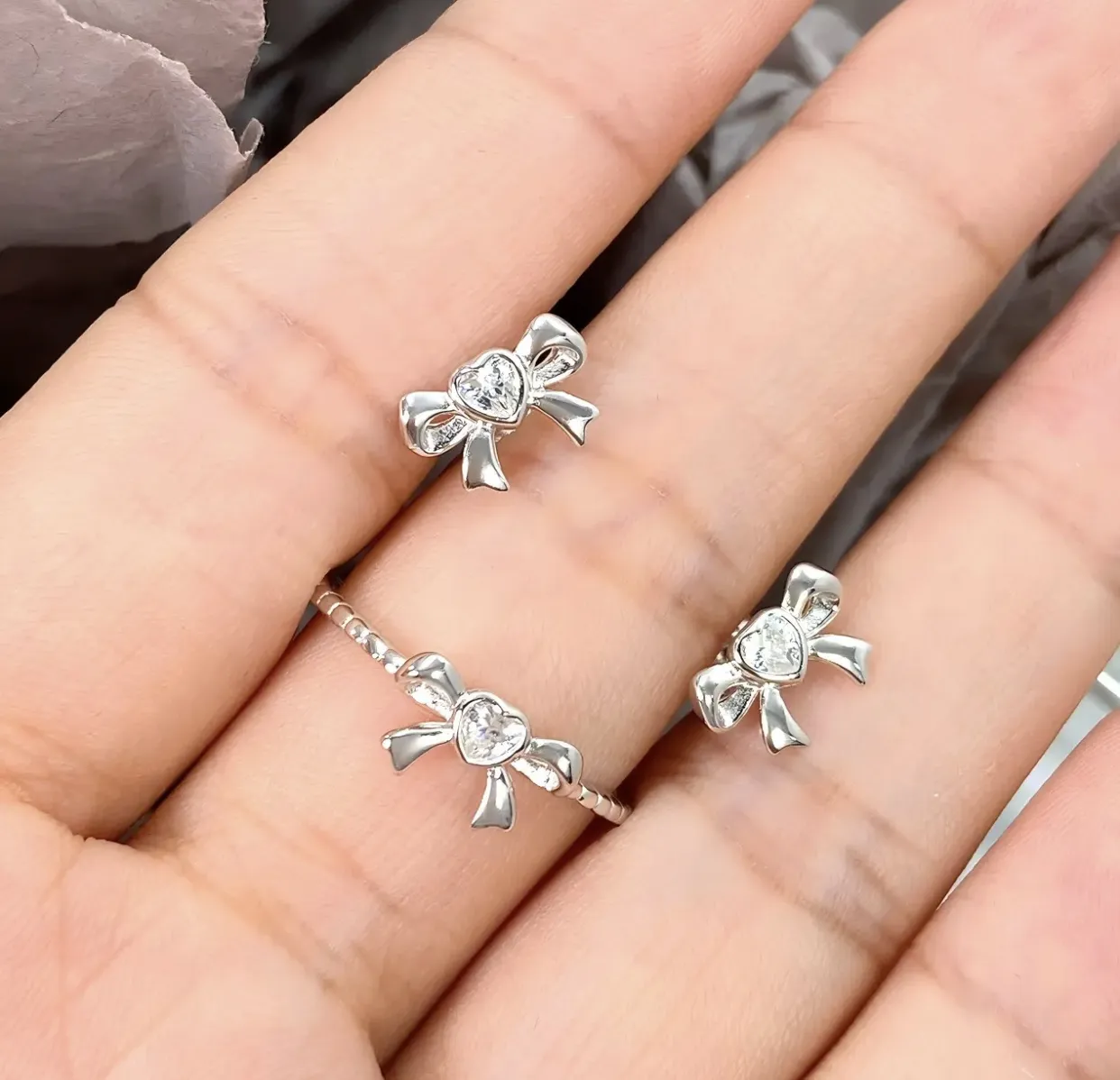 Ensemble boucles bague en argent 