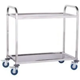 Chariot de service professionnel 101 x 55 cm acier inoxydable trempé 2 étages max 160 kg