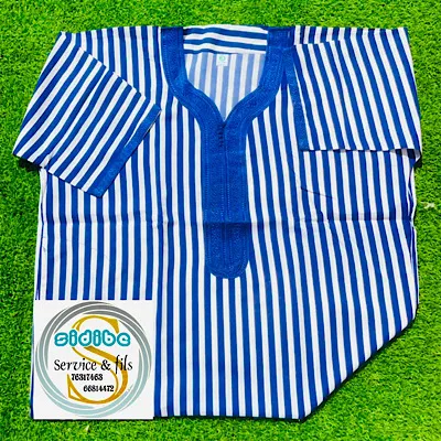 Boubou Marocain Rayé Bleu et Blanc