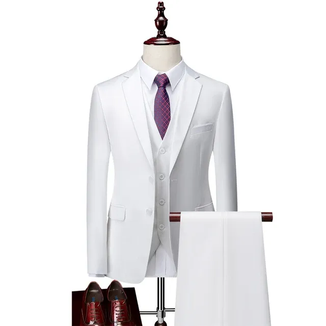 Costume de mariage 3 pièces pour homme, grandes tailles, blanc , nouvelle collection 2022, Q1257