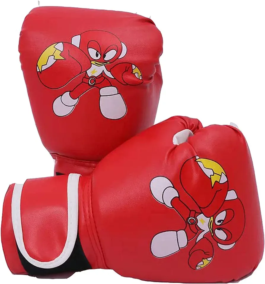 Gants de boxe pour enfants de 4 à 12 ans pour garçons et filles en polyuréthane avec motif dessin animé, gants de boxe d'entraînement Palm Sanda, gants pour sac de frappe, kickboxing, Muay Thai, MMA