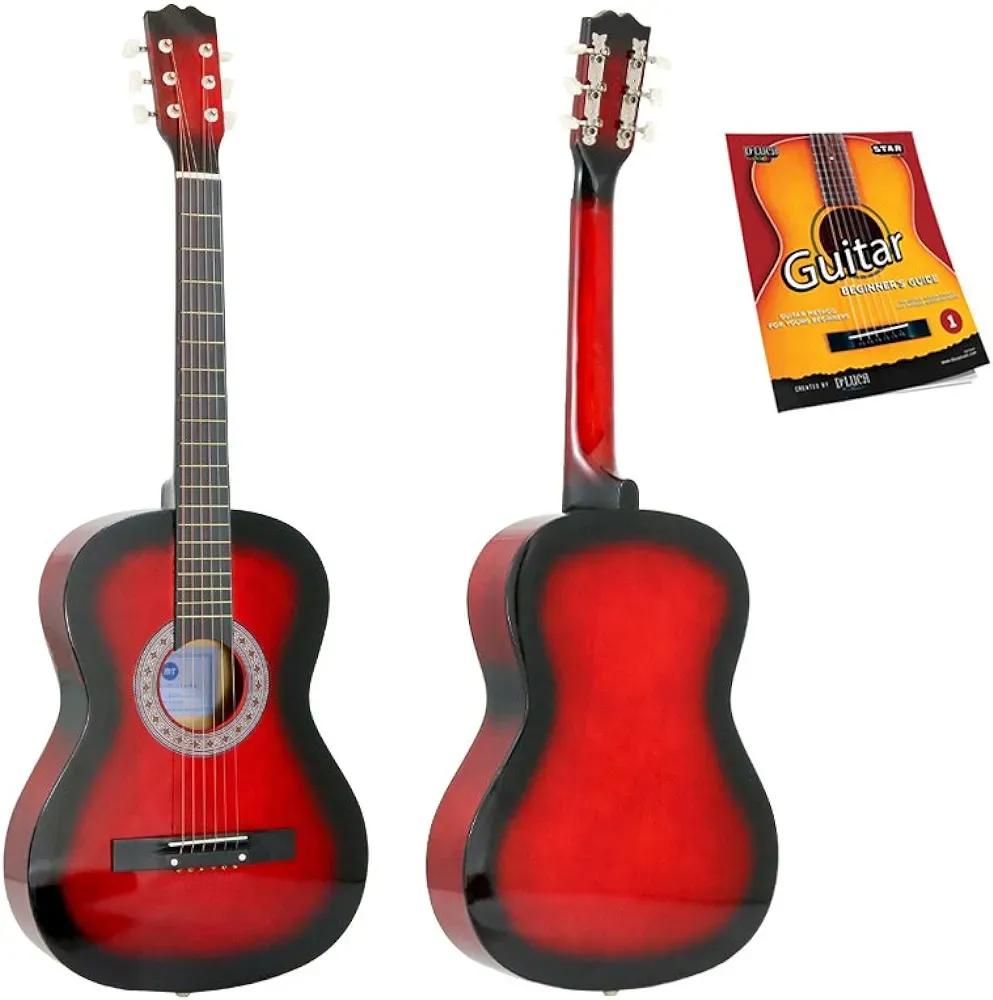 étoile Guitare acoustique 96,5 cm avec Beginner's Guide, Redburst