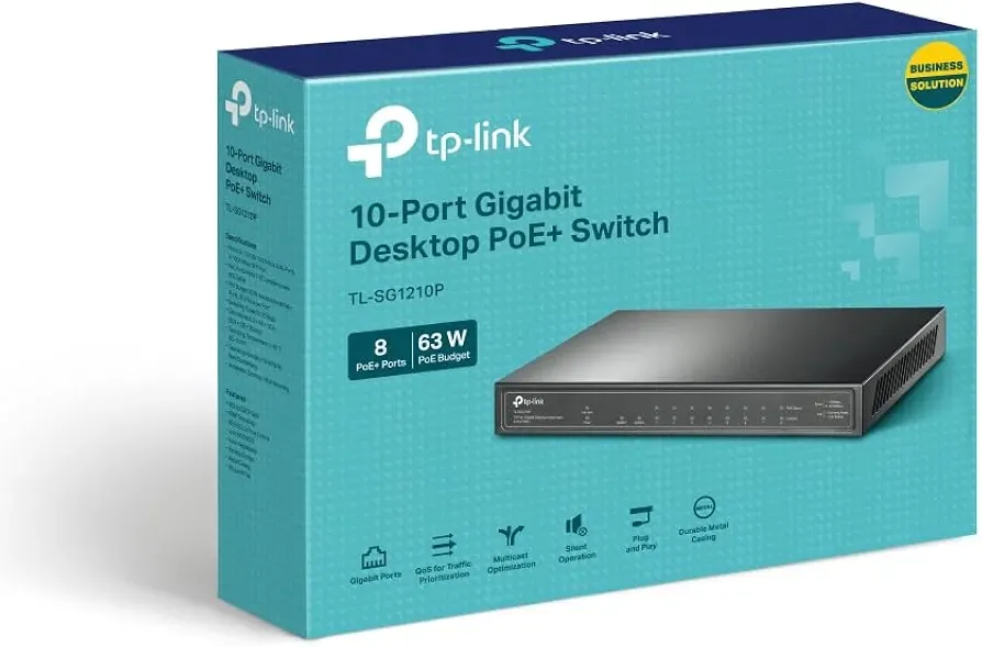 TP-Link Switch PoE (TL-SG1210P) 10 ports Gigabit, 8 ports PoE+