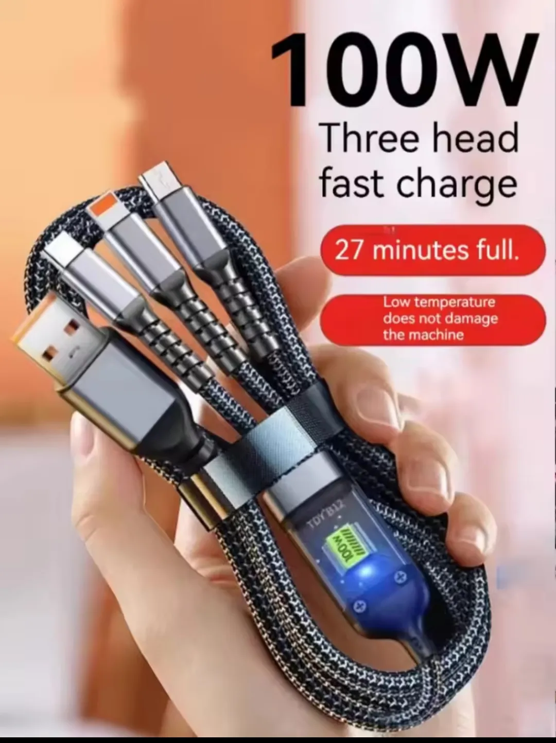 CÂBLE De CHARGE Rapide 3-en-1 – 100W