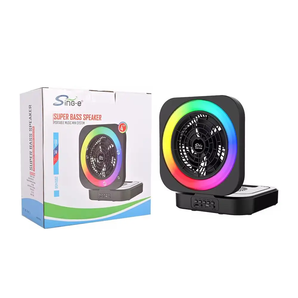 Mini Ventilateur Rechargeable &amp; Enceinte Bluetooth Lumineuse 🔥