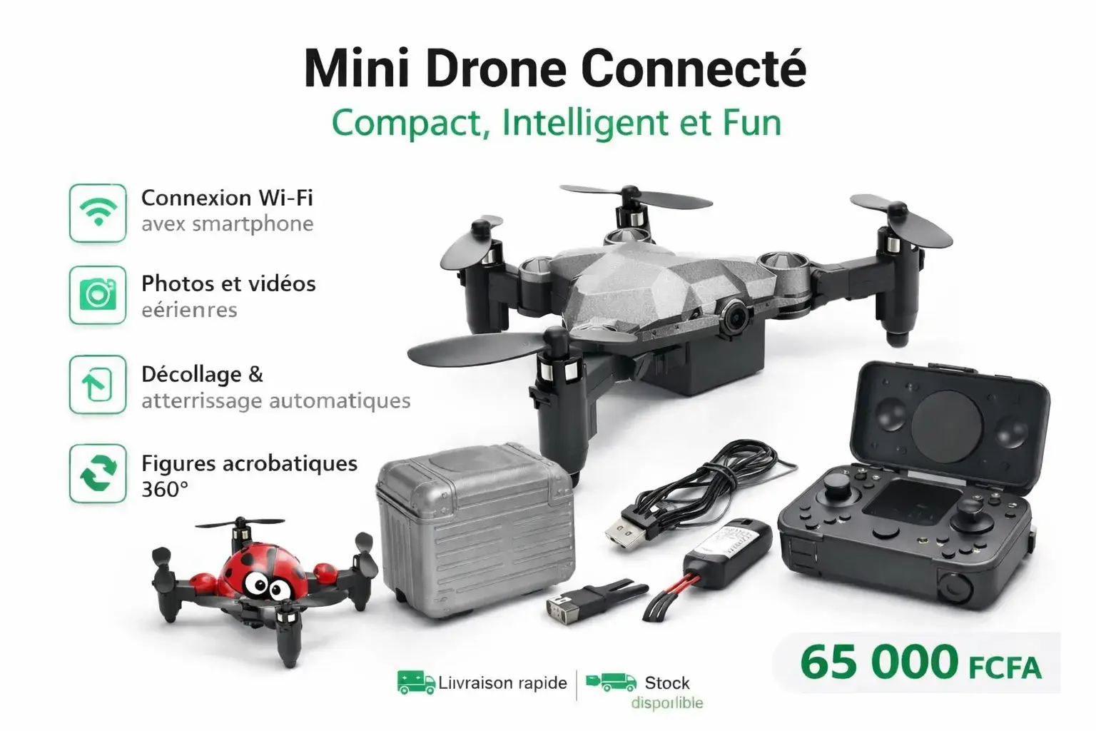 Mini Drone Connecté – Compact, Intelligent et Fun
