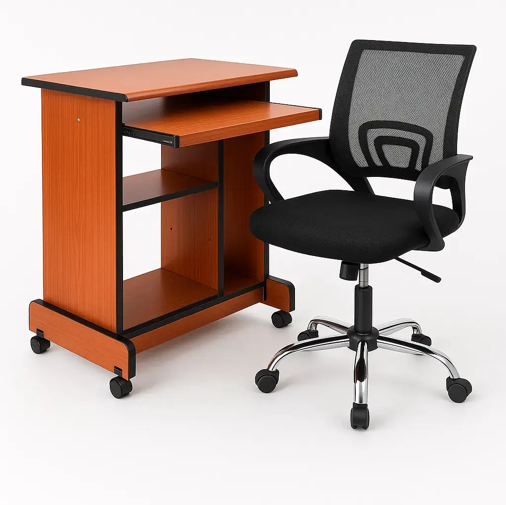 Ensemble bureau compact et chaise ergonomique