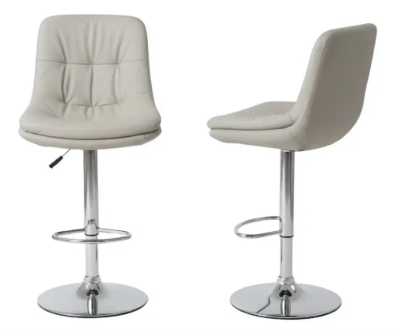 Tabouret haut ajustable avec repose-pieds chromé