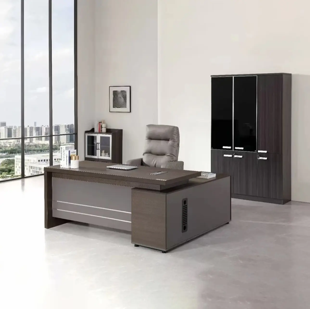 Bureau de direction luxe avec rangements intégrés