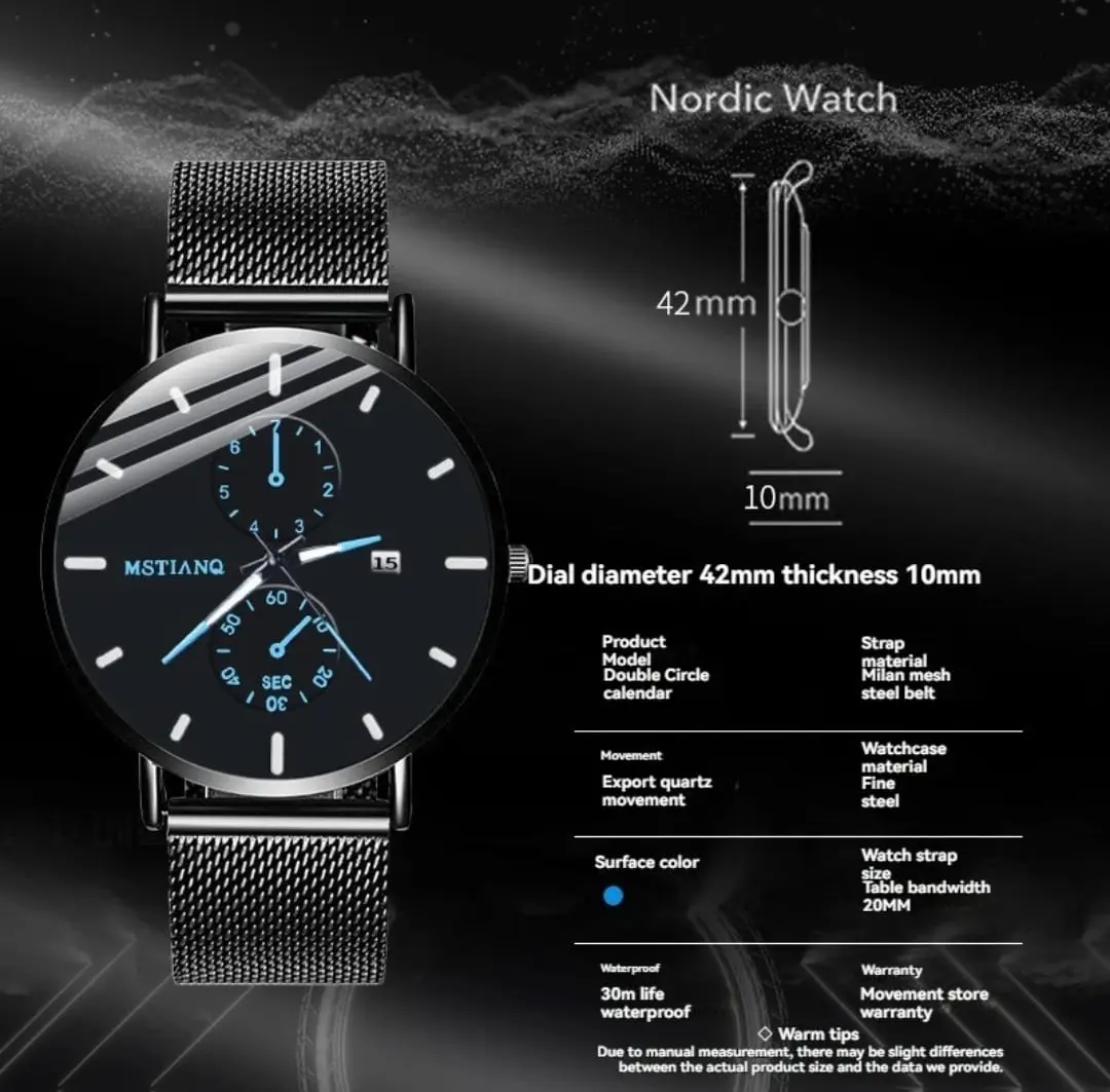 Montre noire moderne - Vue détaillée 4