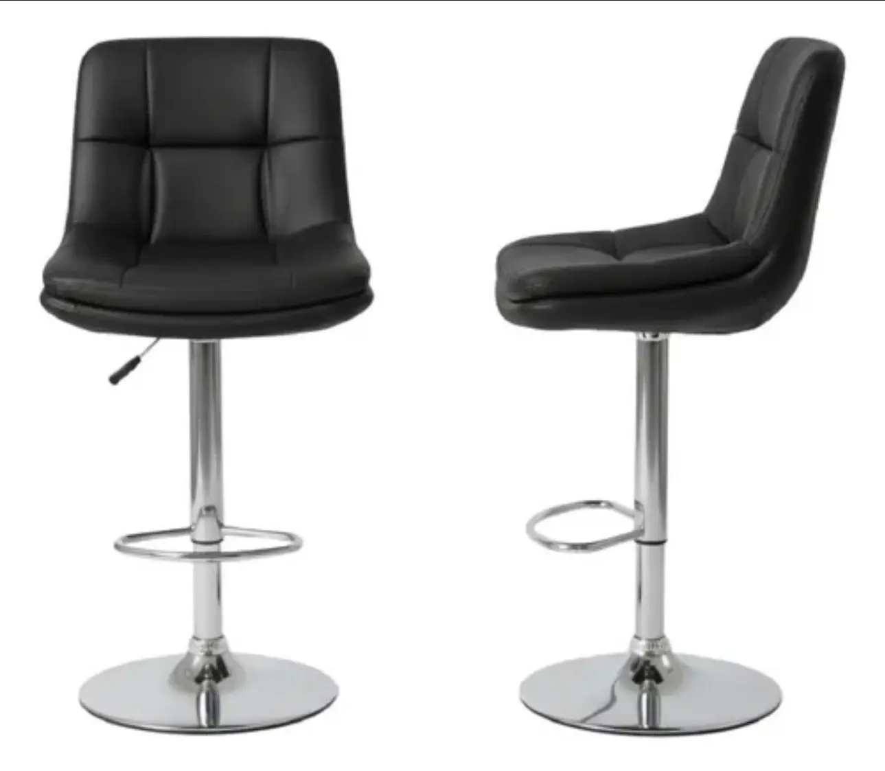 Tabouret haut ajustable avec repose-pieds chromé - Vue détaillée 1