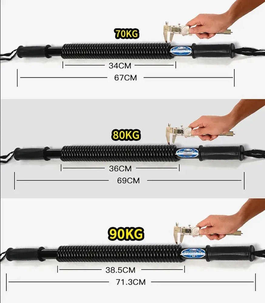 Vue alternative 2 - Power twister Barre à Ressort avec résistance 70/80/90 kg,Accessoire de renforcement Musculaire Professionnel pour pectoraux et Bras Muscles, Fitness, Appareils Bras