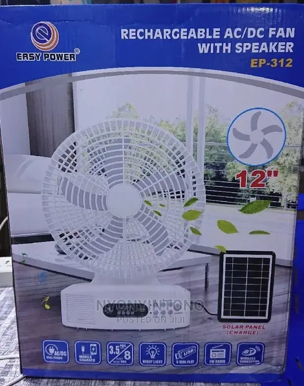 Vue alternative 2 - RECHARGEABLE AC/DC FAN WITH SPEAKER EP-312