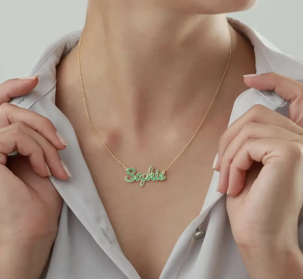 Vue alternative 1 - Collier personnalisé en émail coloré pour femme 