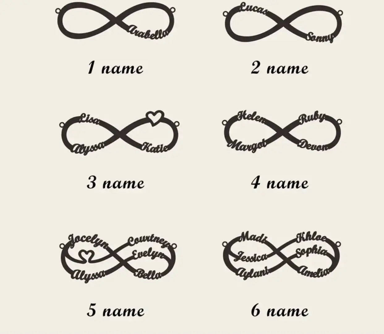 Vue alternative 3 - Collier personnalisé avec plusieurs noms 