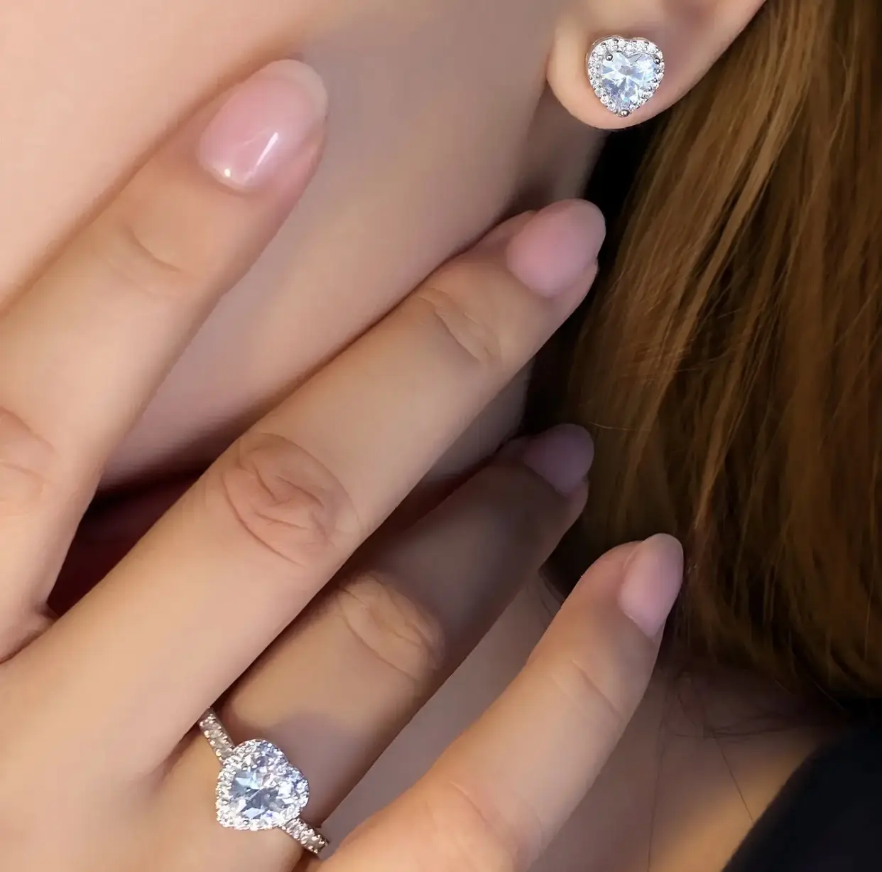 Vue alternative 1 - Ensemble boucles bague en argent 
