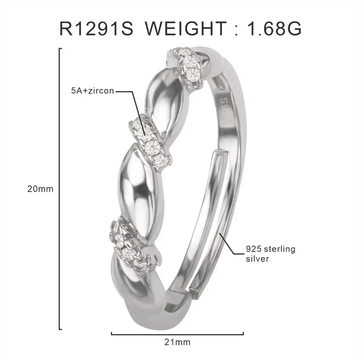Vue alternative 5 - Ensemble bague boucles en argent 