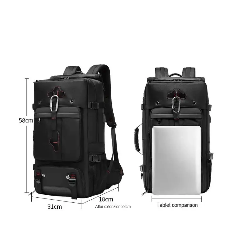 Vue alternative 3 - sac à dos de voyage pour hommes de grande capacité, sac de randonnée en plein air multifonctionnel et étanche avec rangement indépendant pour chaussures