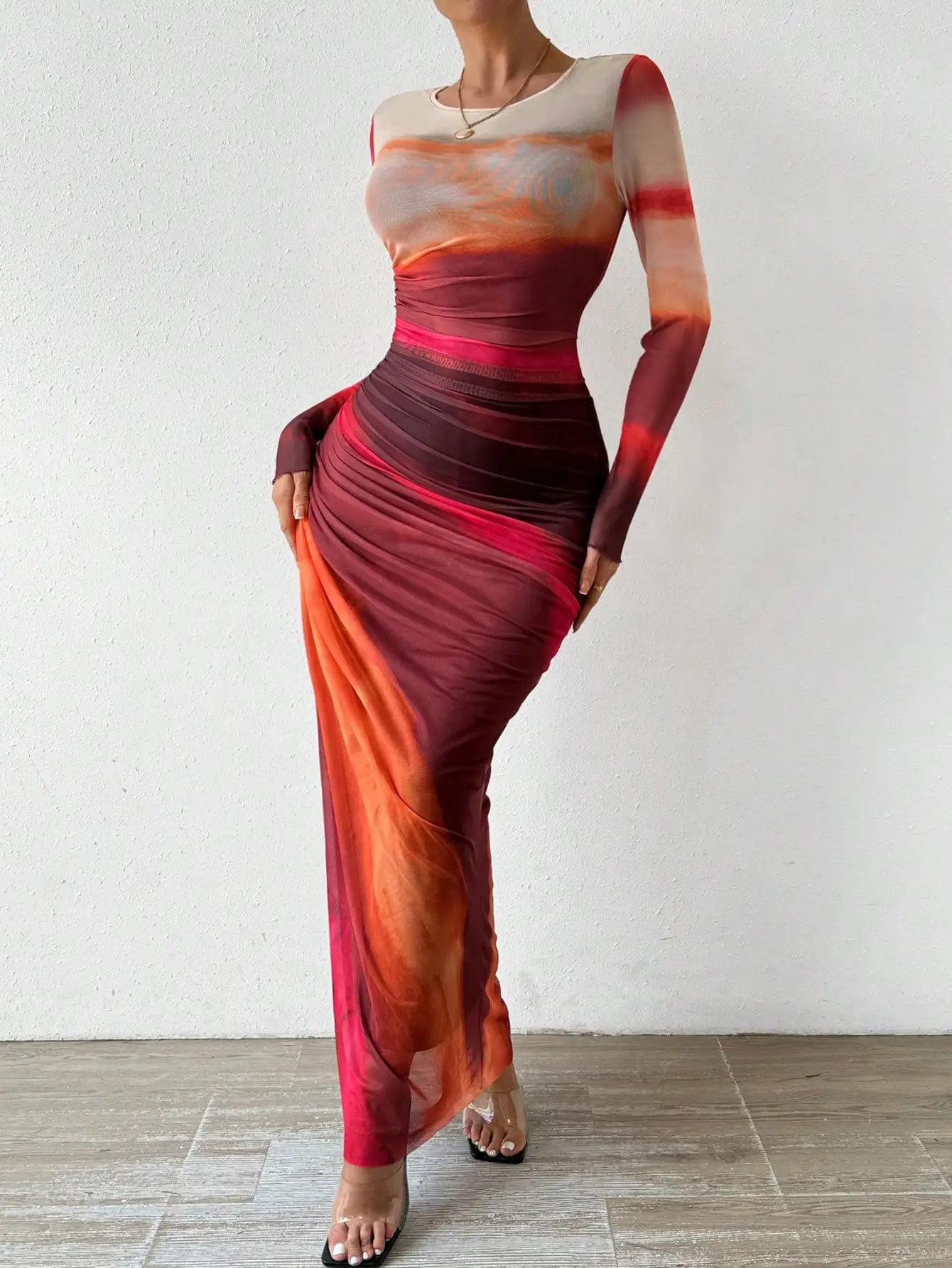 Vue alternative 1 - Robe plissée dégradée SHEIN Allurite pour femme