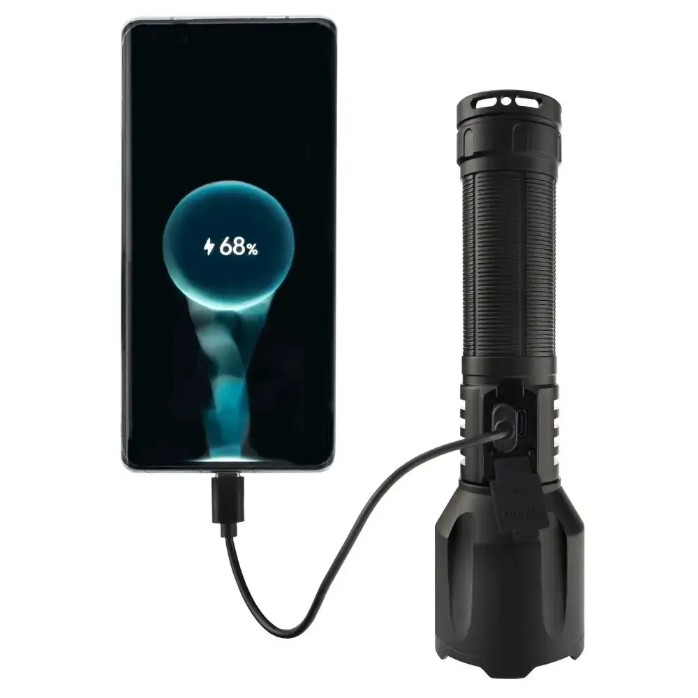 Vue alternative 3 - Lampe de poche multifonctions à zoom puissant pour l’extérieur, Rechargeable par USB, lampe de poche tactique d’urgence à LED avec marteau de sécurité 