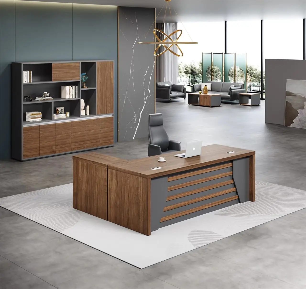 Vue alternative 2 - Bureau luxe 1m60 avec retour