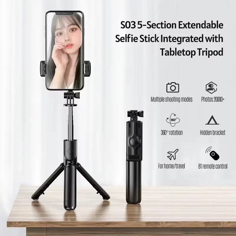 Vue alternative 1 - S03 Perche Selfie 5 Sections avec Trépied de Table Intégré