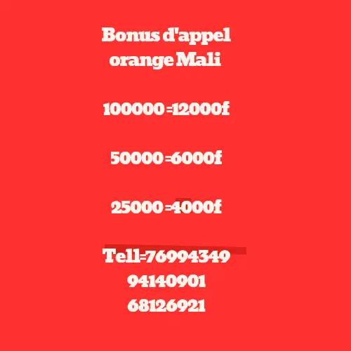 Vue alternative 1 - Bonus d'appel orange Mali