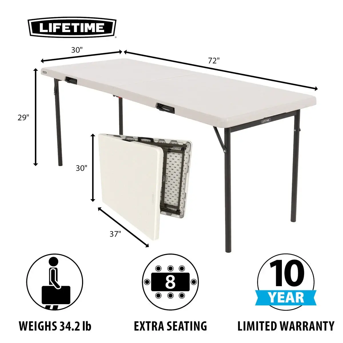 Vue alternative 1 - Table pliante, dimension 1,80m