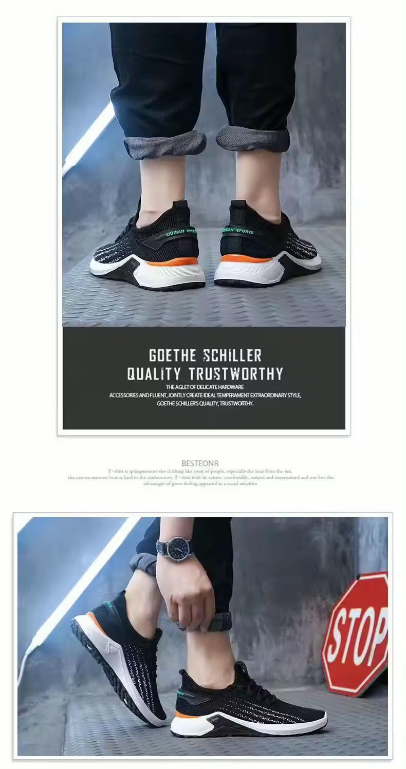 Chaussures noir pour hommes Hongyan Chaussures en maille respirante, Chaussures de sport et de loisirs pour hommes minces - Vue détaillée 3