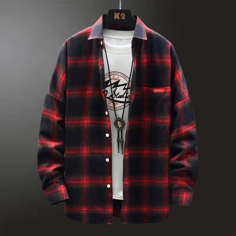 Chemise en flanelle à manches longues en coton pour hommes - Vue détaillée 2