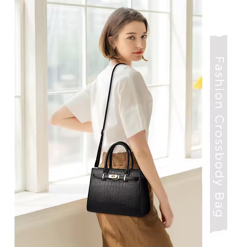 Sacs à main en cuir style crocodile pour femmes - Vue détaillée 5