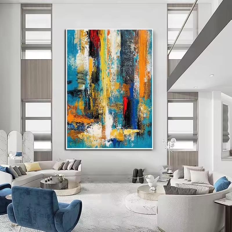 Abstrait Texture moderne Palette Couteau Acrylique toile moderne images œuvre d'art - Vue détaillée 2