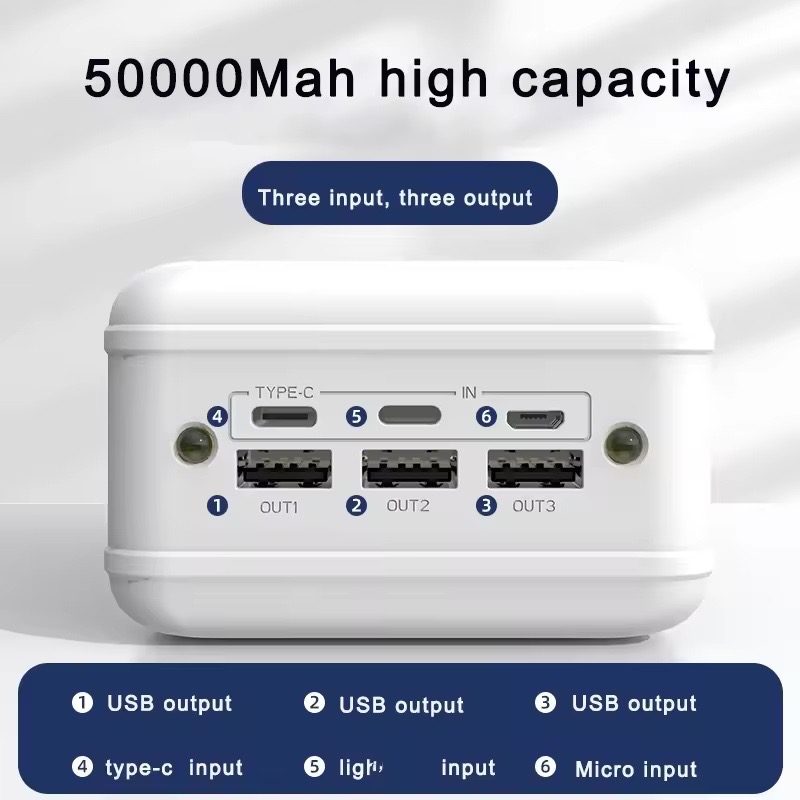 Powerbank 50000mah Entré Usb, DC, Micro USB, Type-C - Vue détaillée 1