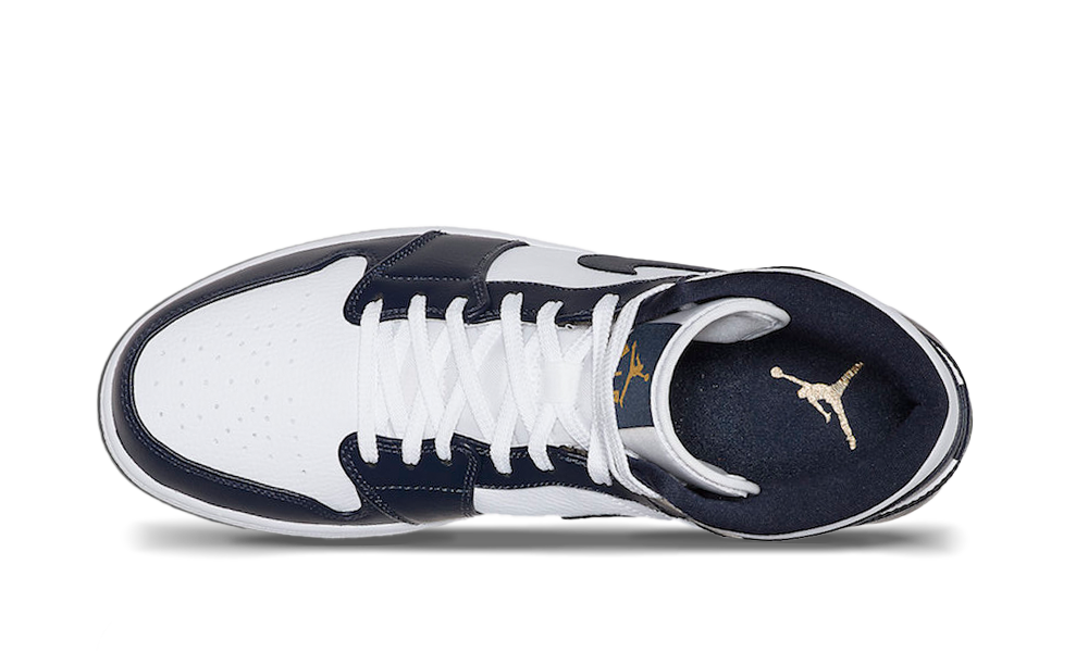 Jordan 1 Mid White Metallic Gold Obsidian (GS) - Vue détaillée 2