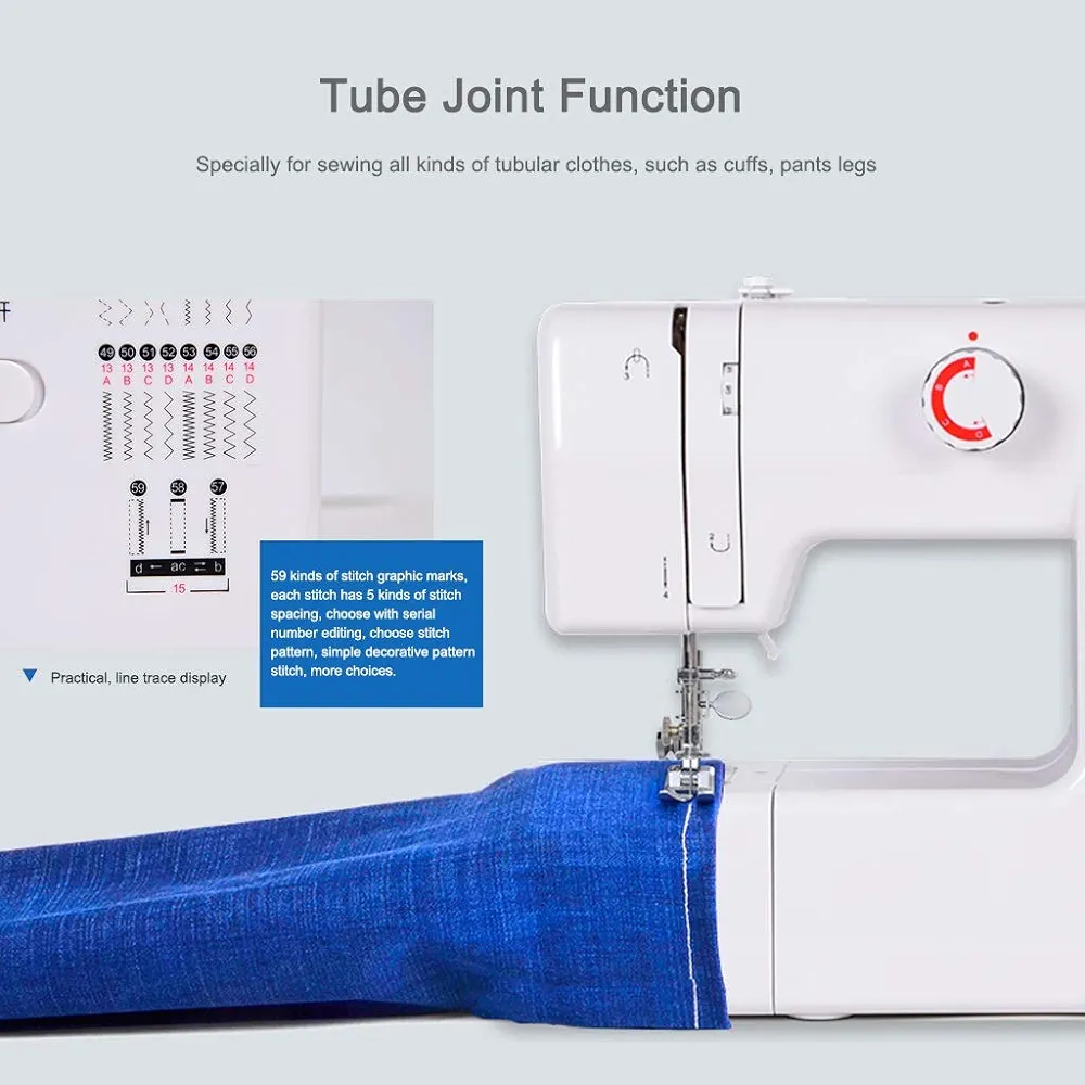 MTXD Machine A Coudre Portable, Machine À Coudre Portable Réglable Électrique À 2 Fils À Double Fil Machine À Réparer Bleu Blanc avec Pédale -1.16 - Vue détaillée 3