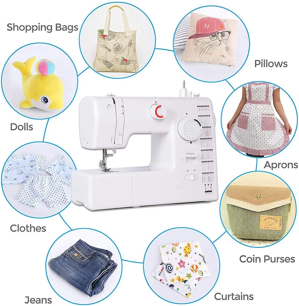 MTXD Machine A Coudre Portable, Machine À Coudre Portable Réglable Électrique À 2 Fils À Double Fil Machine À Réparer Bleu Blanc avec Pédale -1.16 - Vue détaillée 5