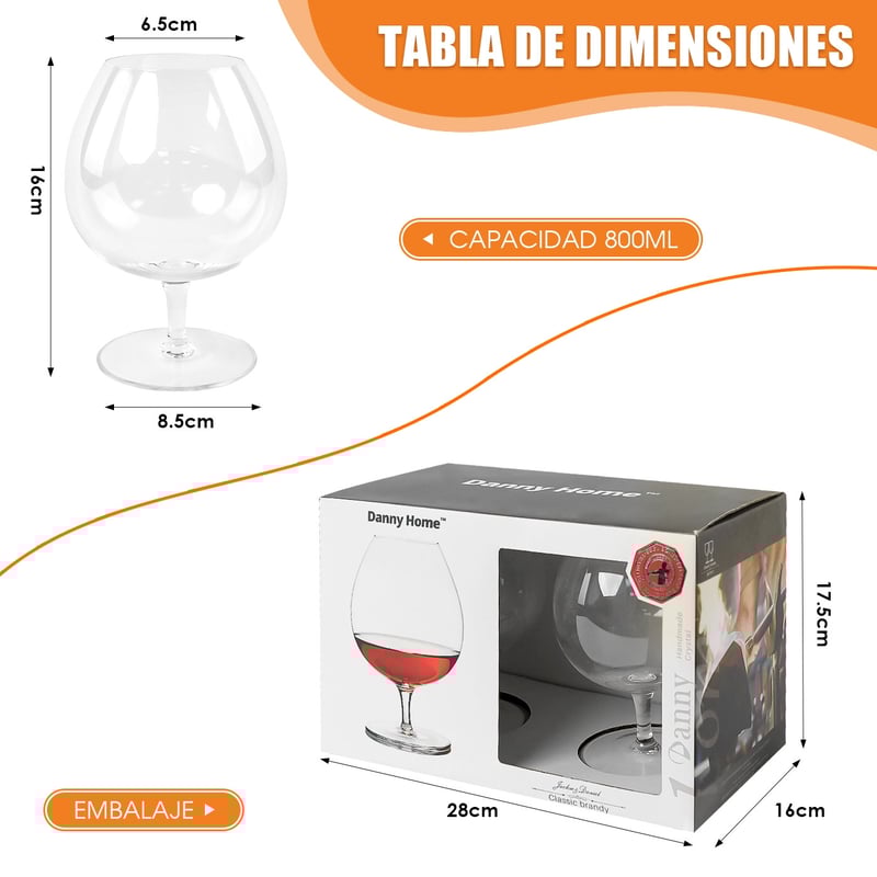 Ensemble de 2 verres à cognac classiques de 800 ml. - Vue détaillée 5