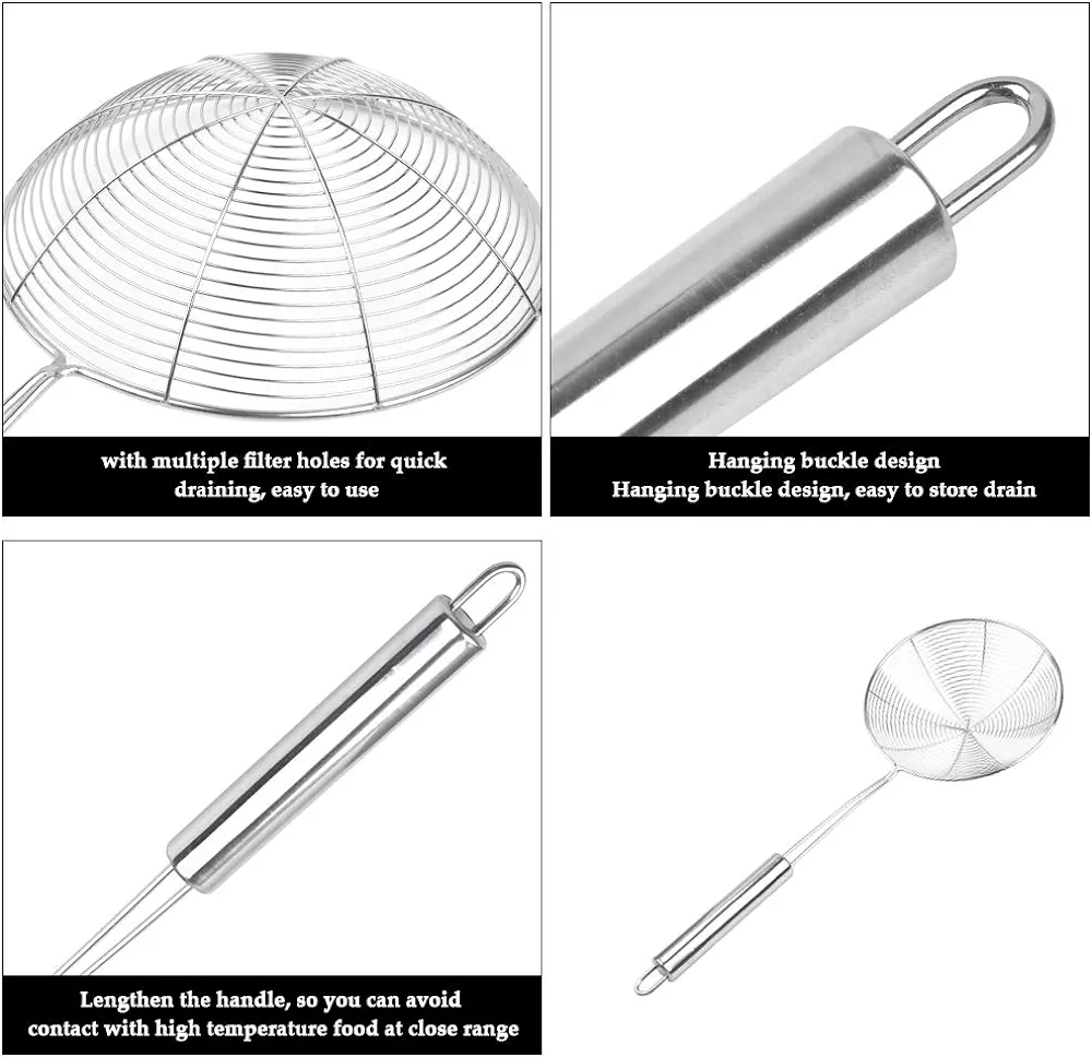 FOCCTS Écumoire Friture avec Poignée Longue en Acier Inoxydable - Vue détaillée 4
