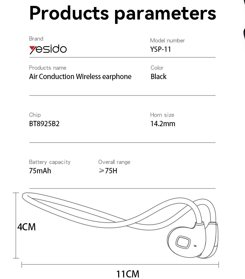 Casque à conduction d’air : Yesido  - Vue détaillée 2