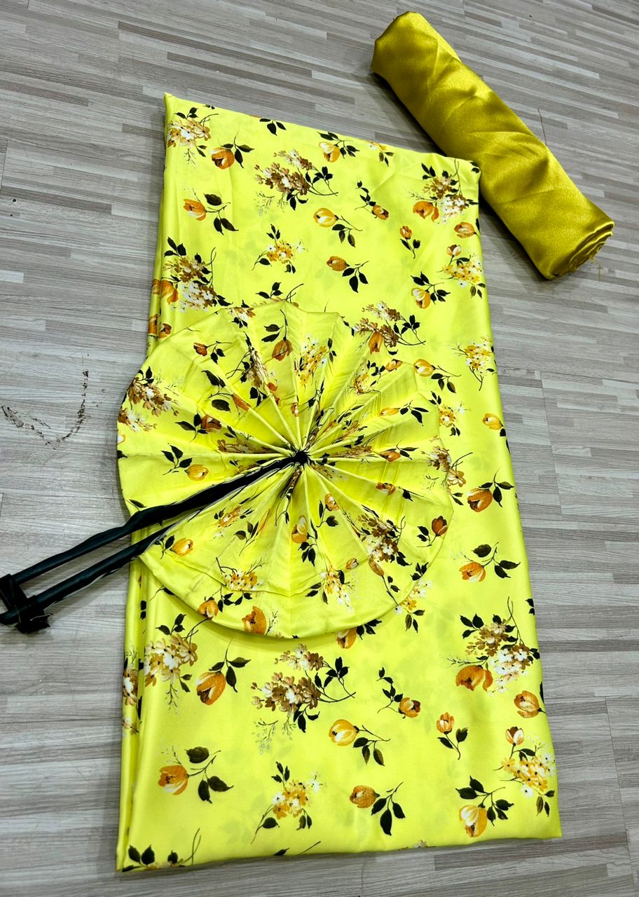 Ensemble de soie fleuries +éventails + satin - Vue détaillée 7