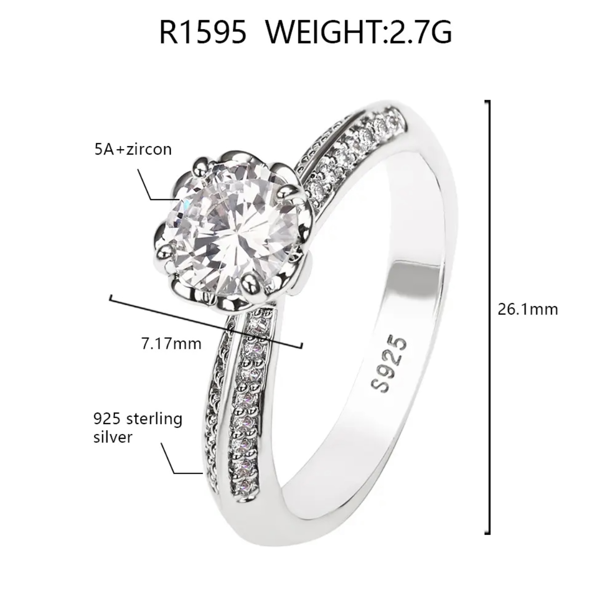 Bague de fiançailles en argent  - Vue détaillée 5