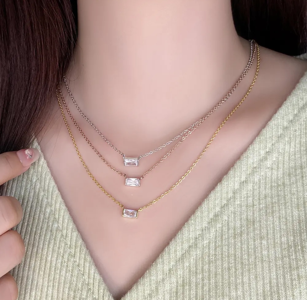 Ensemble collier en argent  - Vue détaillée 1