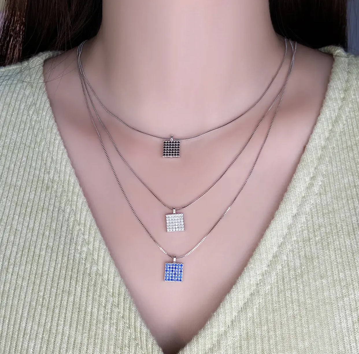 Ensemble collier en argent pour femme  - Vue détaillée 1